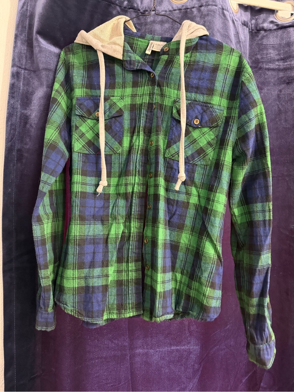 Passport Green & Blue Plaid Hooded Button-Down Shirt